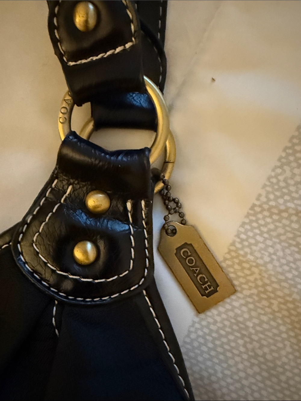 Coach Black Shoulder Bag with Gold Hardware and Contrast Stitching - Picture 6 of 11